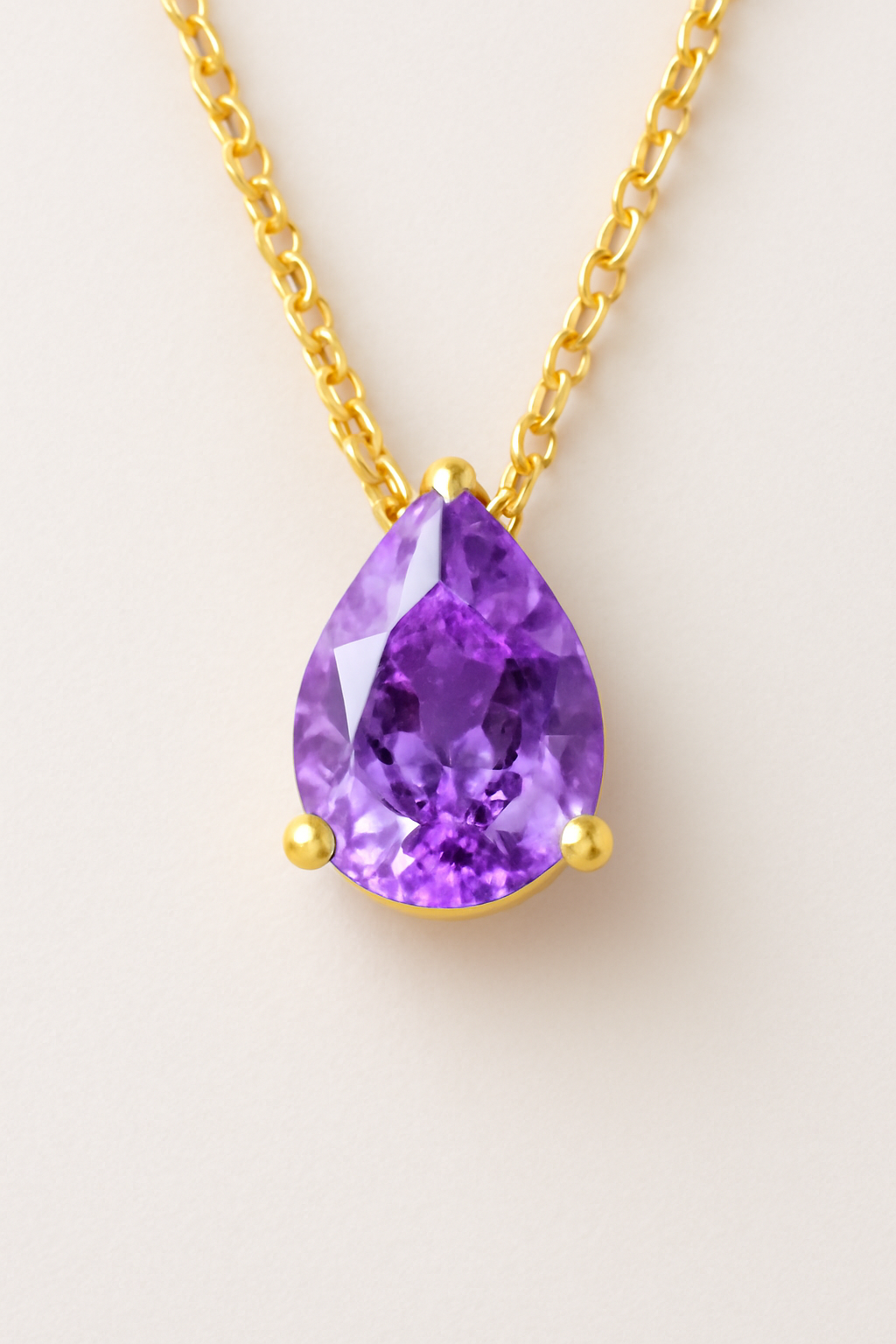 Teardrop-Shaped Birthstone Pendant Necklace