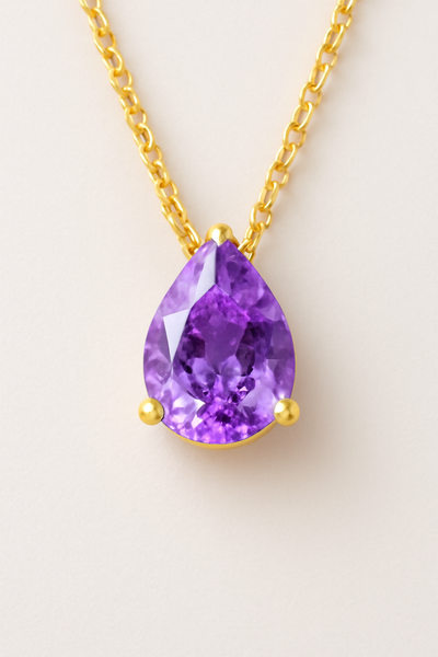 Teardrop-Shaped Birthstone Pendant Necklace