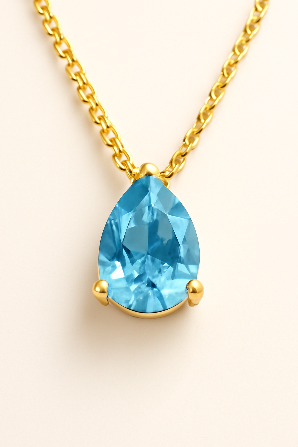 Teardrop-Shaped Birthstone Pendant Necklace