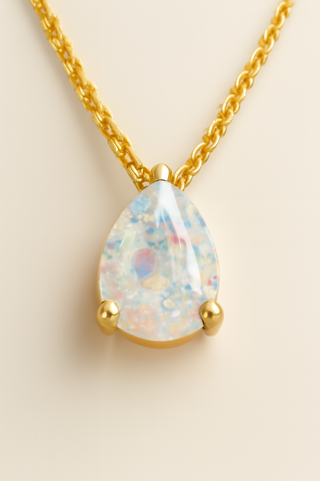 Teardrop-Shaped Birthstone Pendant Necklace