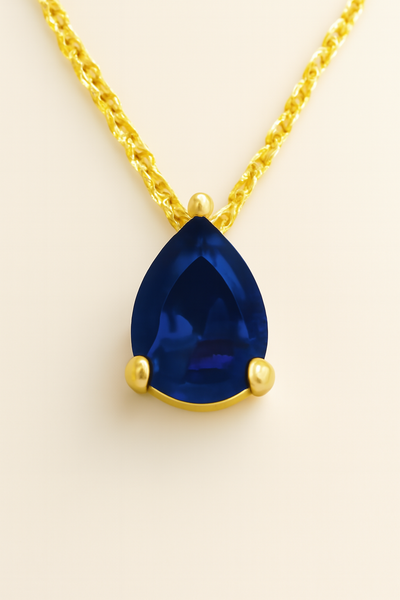 Teardrop-Shaped Birthstone Pendant Necklace