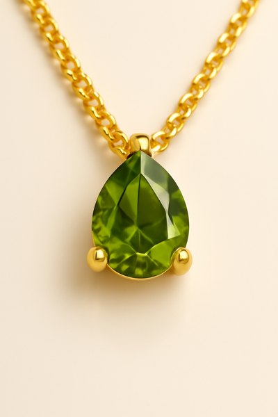 Teardrop-Shaped Birthstone Pendant Necklace