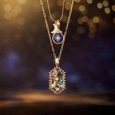 Layered Necklace with Evil Eye Charm