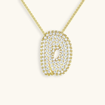 18k Gold Bubble Name Necklace with Diamond Accent