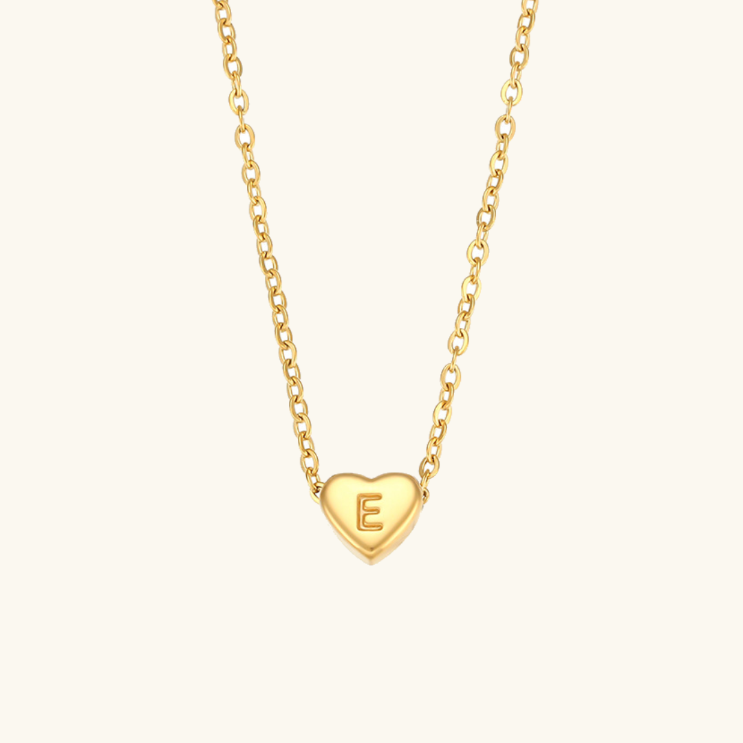 18k Gold Heart Initial Necklace