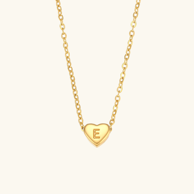 18k Gold Heart Initial Necklace