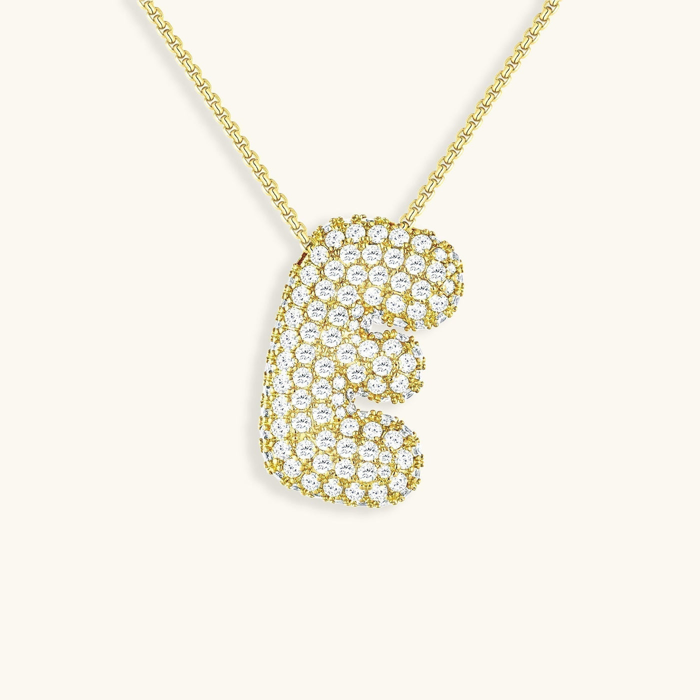 18k Gold Bubble Name Necklace with Diamond Accent