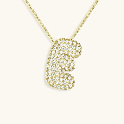 18k Gold Bubble Name Necklace with Diamond Accent