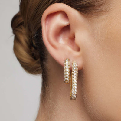 18k Gold Icon Pavé Hoop Earrings