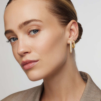 16k Gold Large Icon Pavé Hoop Earrings