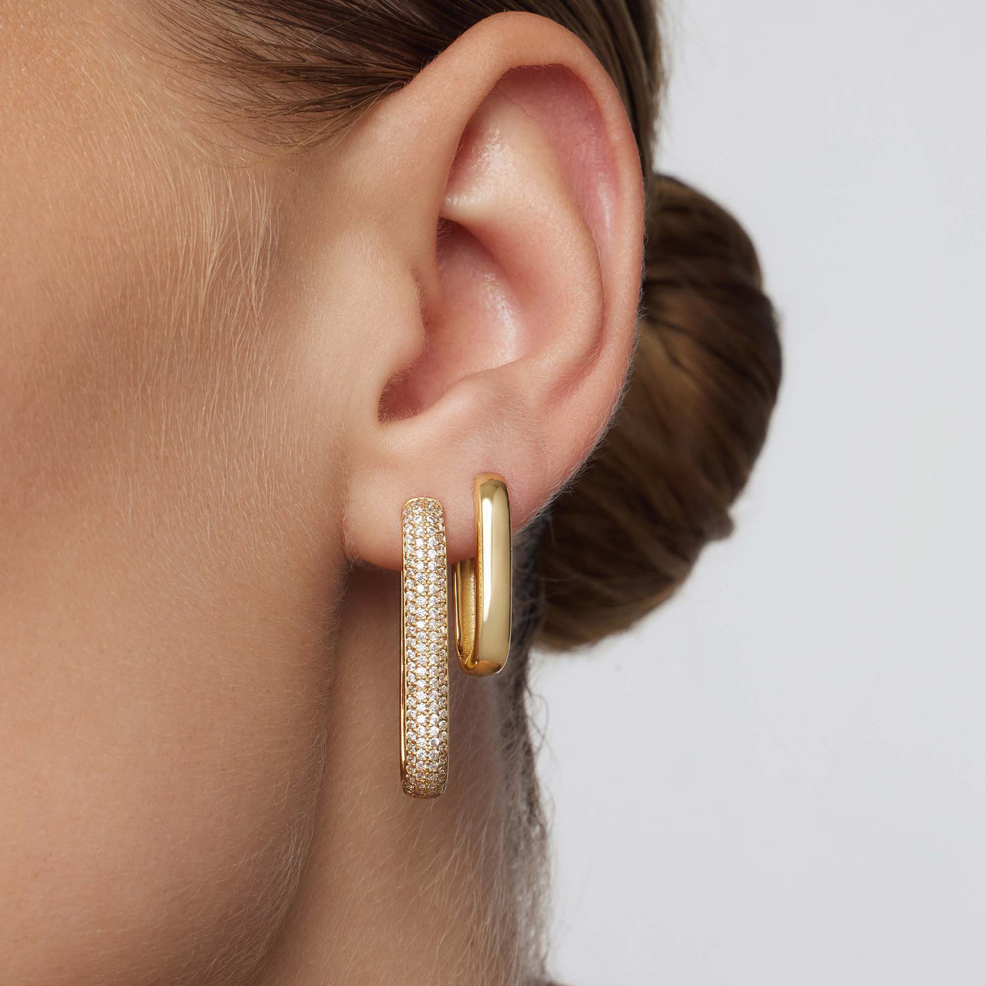 16k Gold Large Icon Pavé Hoop Earrings