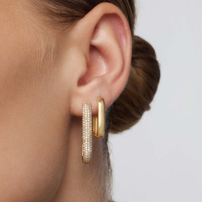16k Gold Large Icon Pavé Hoop Earrings