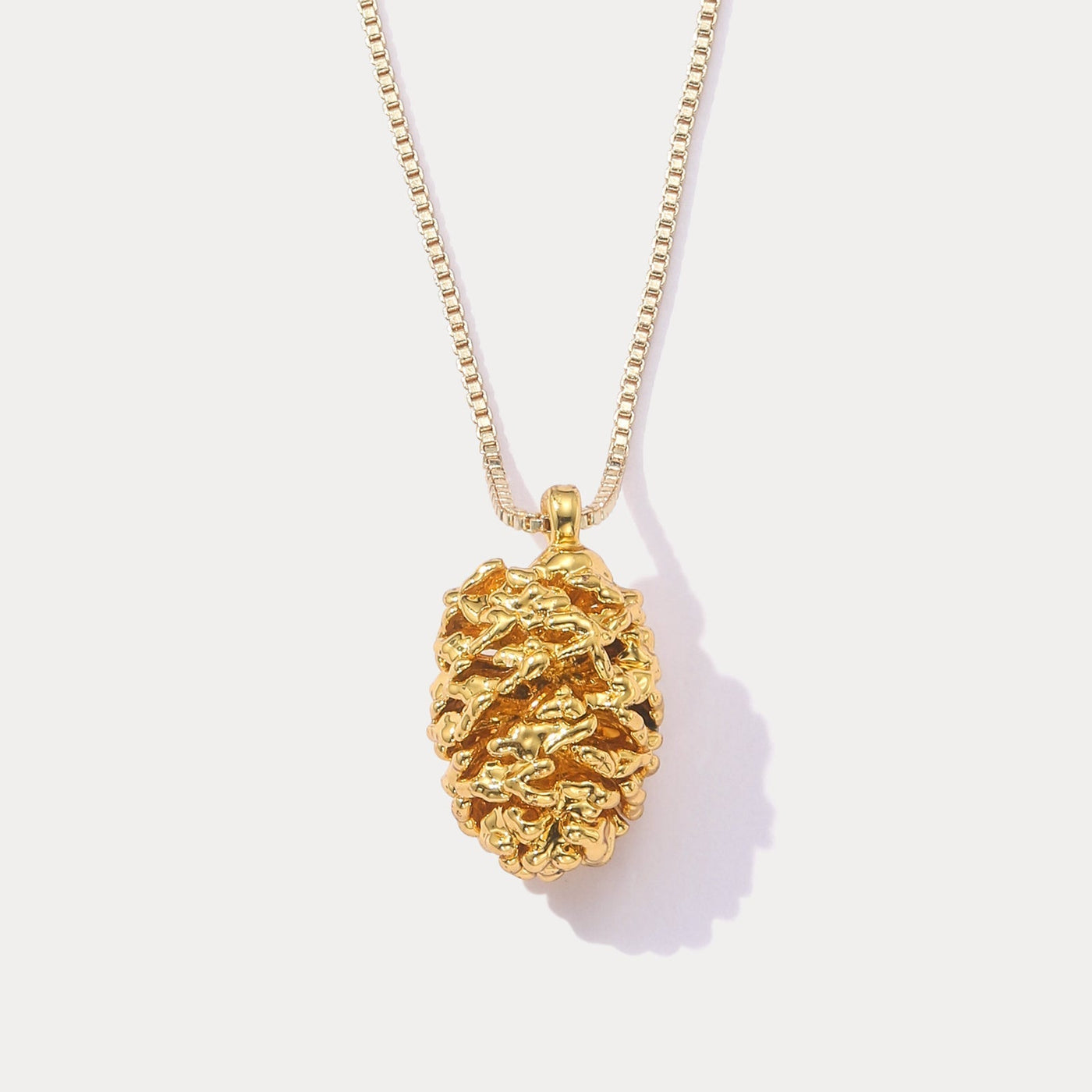 Golden Pinecone Pendant Necklace
