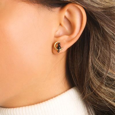 Moonlit Black Cat Earrings