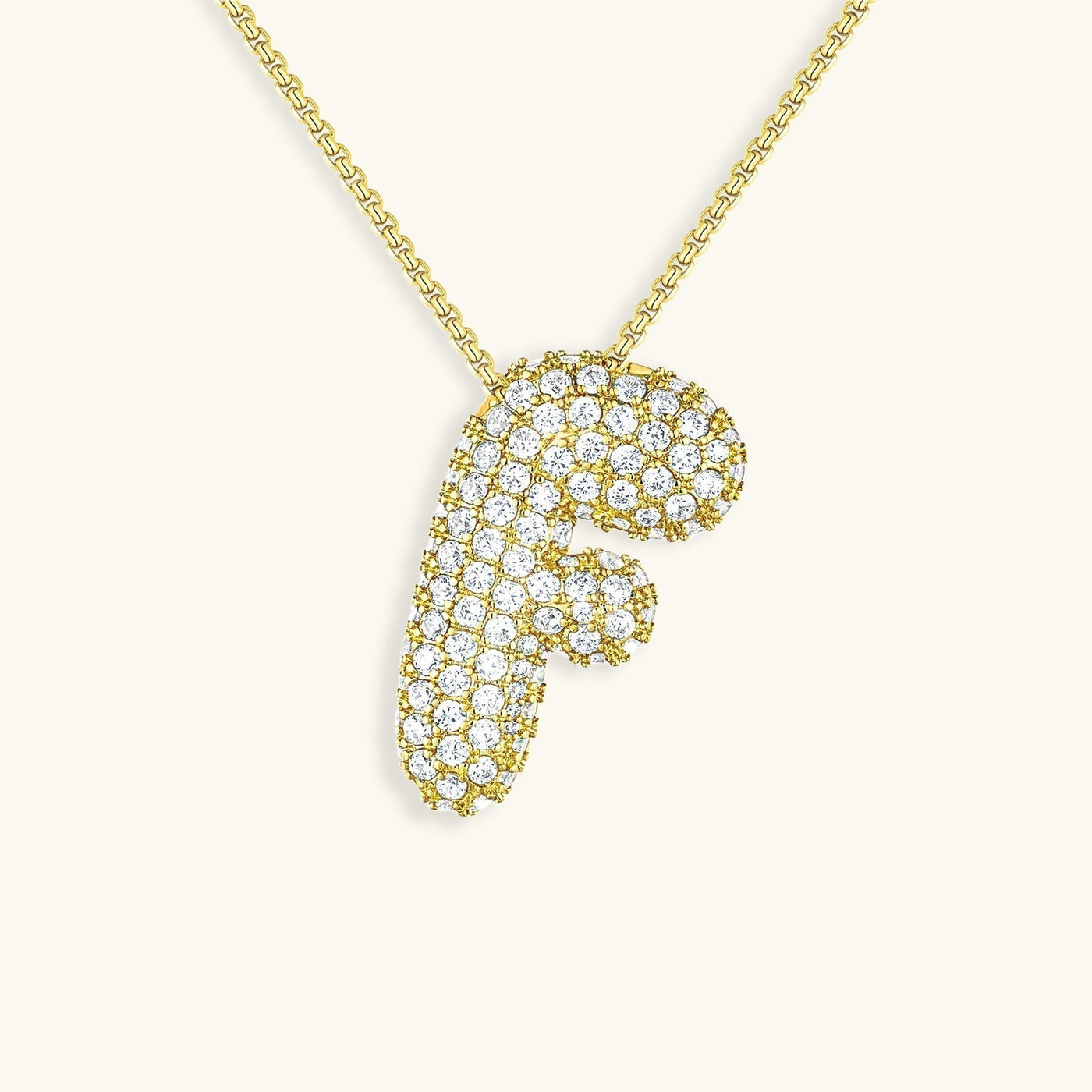 18k Gold Bubble Name Necklace with Diamond Accent