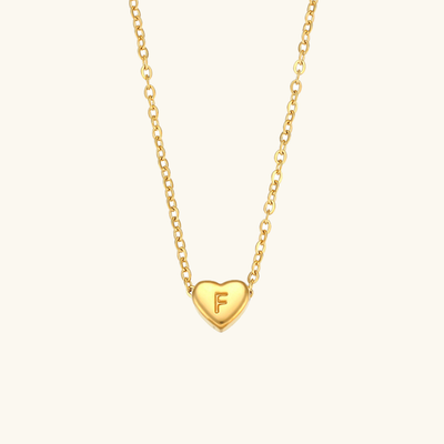 18k Gold Heart Initial Necklace