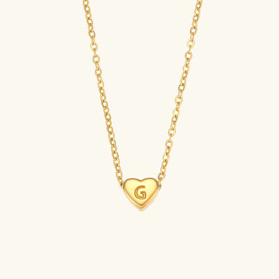 18k Gold Heart Initial Necklace