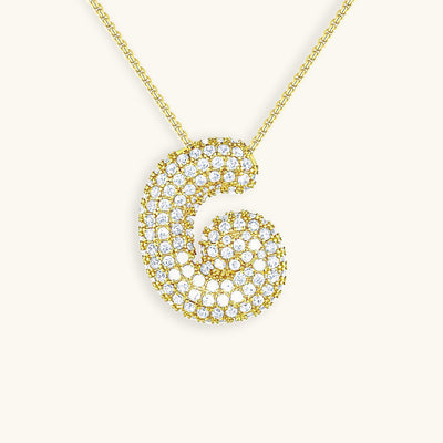 18k Gold Bubble Name Necklace with Diamond Accent