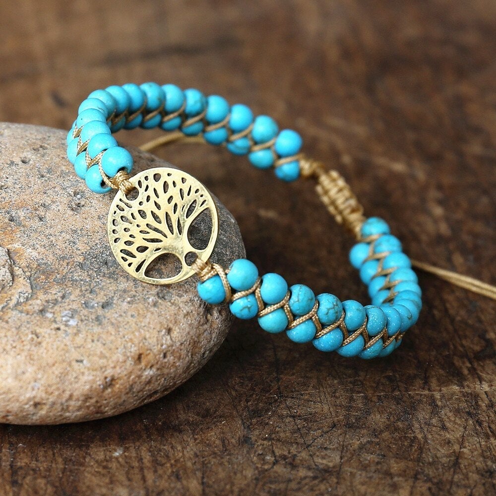 Artisan Tree of Life Bracelet Featuring Turquoise Gemstone