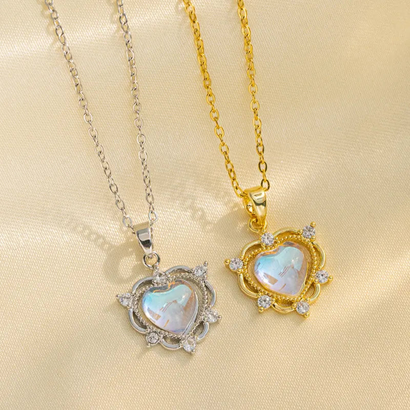 Heart-Shaped Moonstone Necklace