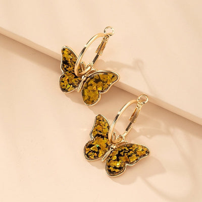 Elegant Hand-Painted Butterfly Earrings with Enamel and Crystal Accents – Perfect for Any Outfit