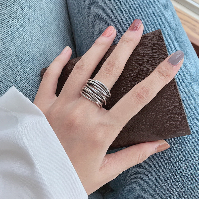 Natalia | Adjustable Layered Ring in 925 Sterling Silver