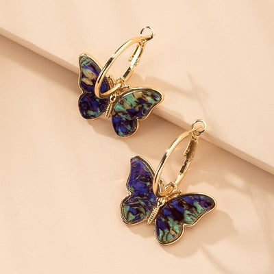 Elegant Hand-Painted Butterfly Earrings with Enamel and Crystal Accents – Perfect for Any Outfit
