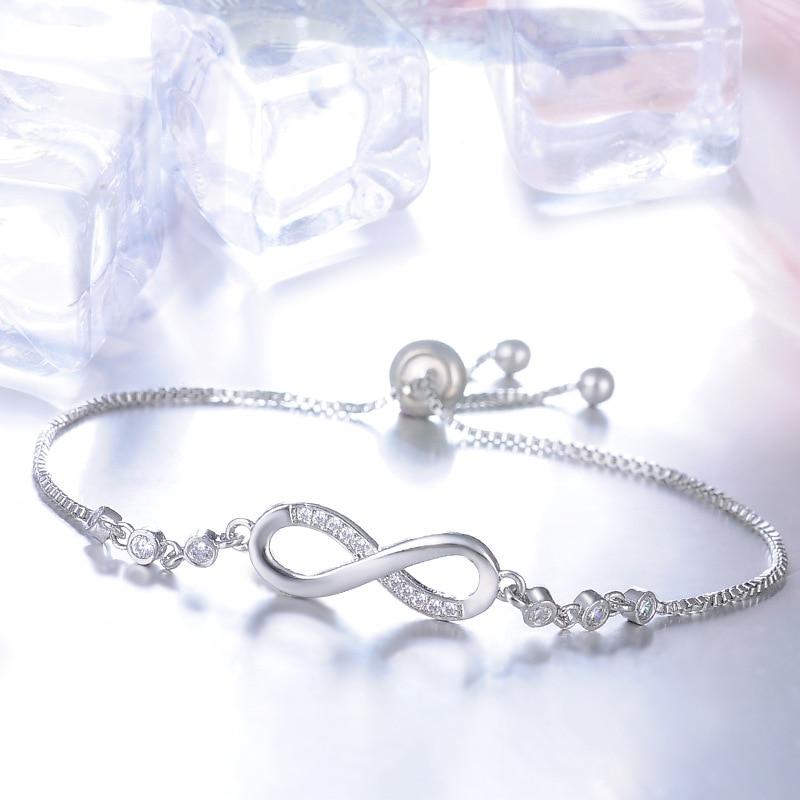 Audrey | Adjustable Silver Infinity Bangle