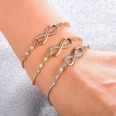 Audrey | Adjustable Silver Infinity Bangle