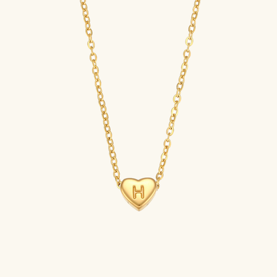 18k Gold Heart Initial Necklace
