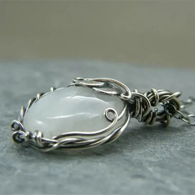 Wire-Wrapped Moonstone Pendant Necklace