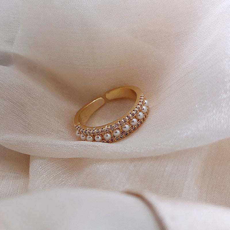 Opulent Pearl and Gold Designer Ring