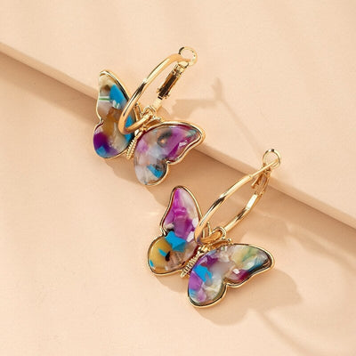 Elegant Hand-Painted Butterfly Earrings with Enamel and Crystal Accents – Perfect for Any Outfit