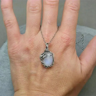 Wire-Wrapped Moonstone Pendant Necklace