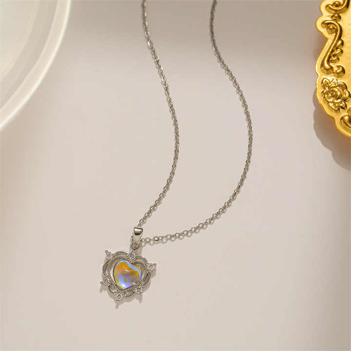 Heart-Shaped Moonstone Necklace