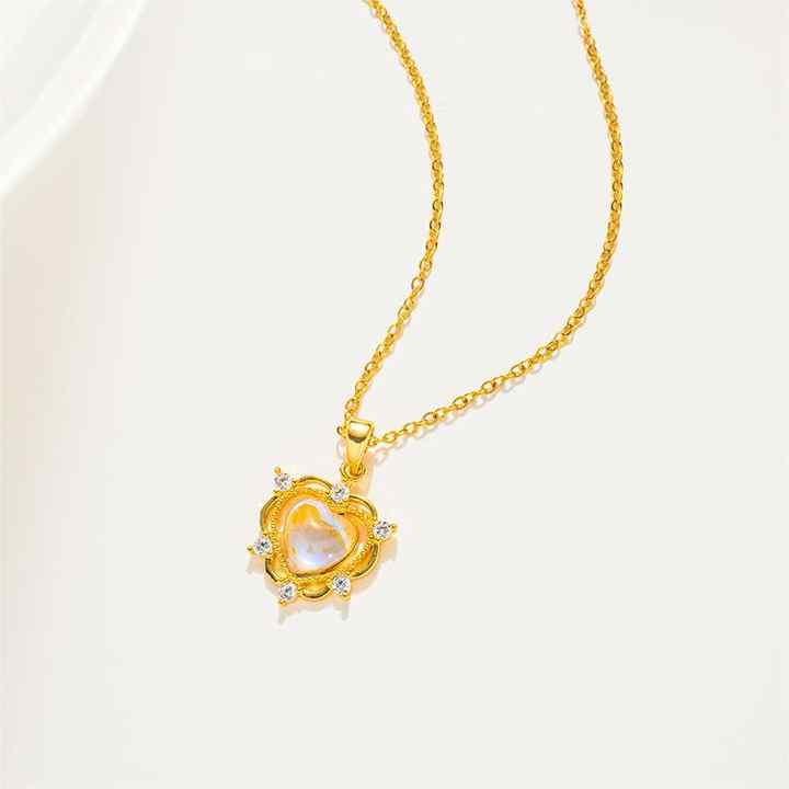 Heart-Shaped Moonstone Necklace