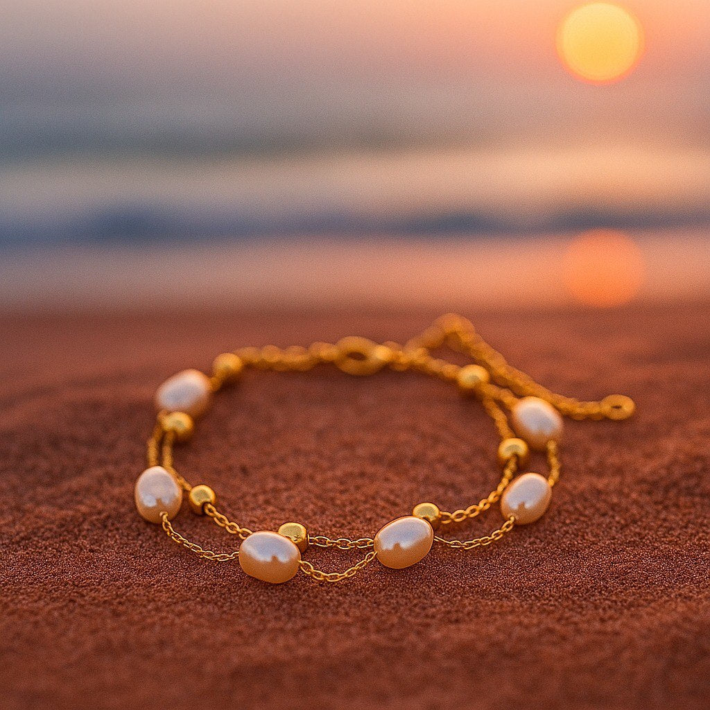 Golden Pearl Bracelet for Summer
