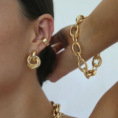 Interlock™ | Bold Gold Statement Earrings