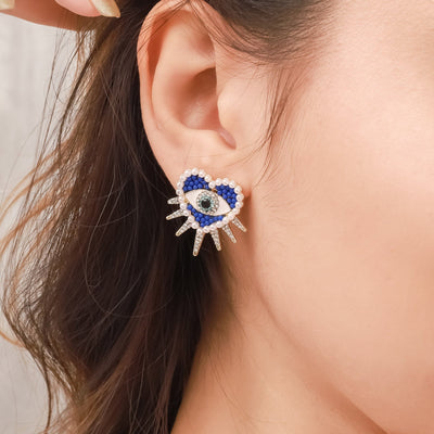 Heart-Shaped Diamond Evil Eye Earrings