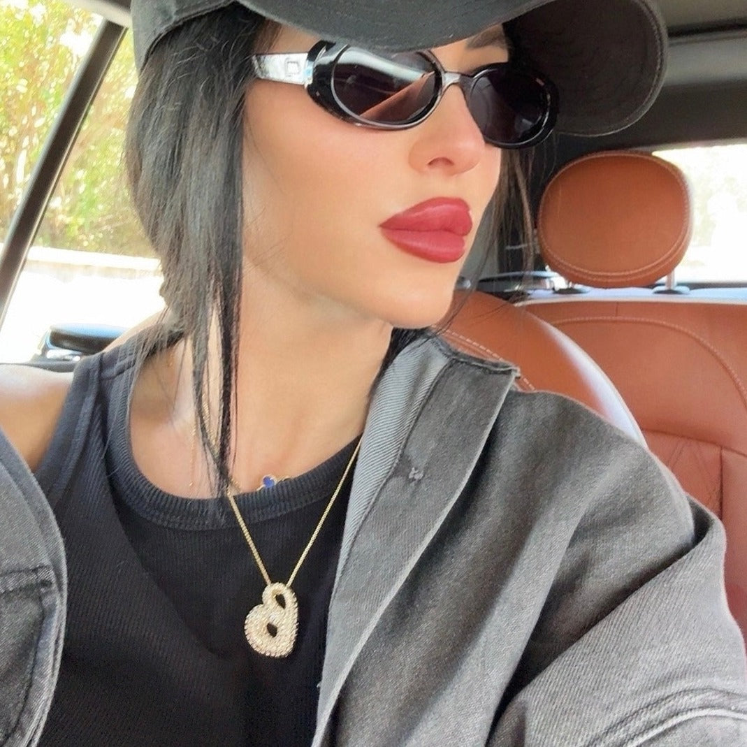 18k Gold Bubble Name Necklace with Diamond Accent