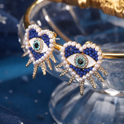 Heart-Shaped Diamond Evil Eye Earrings