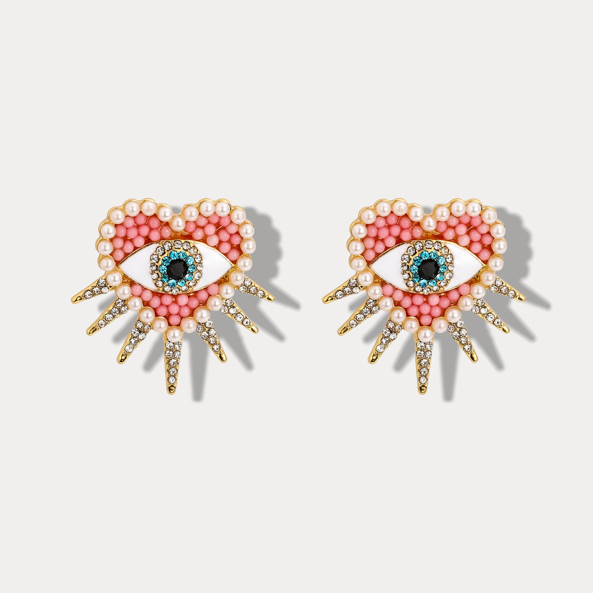 Heart-Shaped Diamond Evil Eye Earrings