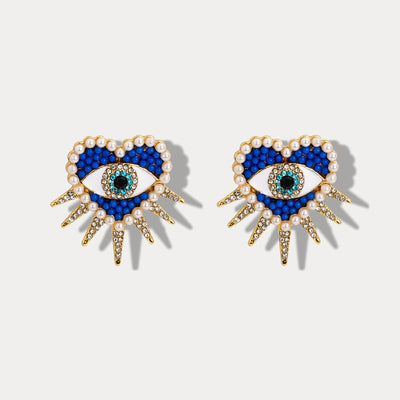 Heart-Shaped Diamond Evil Eye Earrings