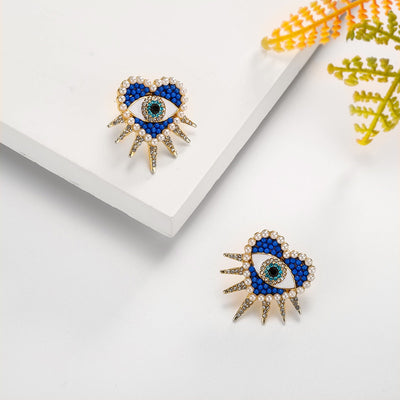 Heart-Shaped Diamond Evil Eye Earrings