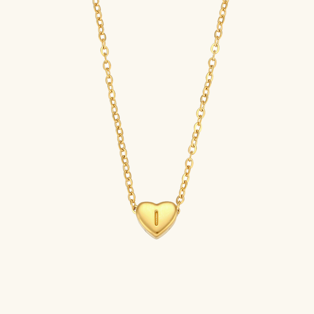 18k Gold Heart Initial Necklace