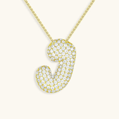 18k Gold Bubble Name Necklace with Diamond Accent