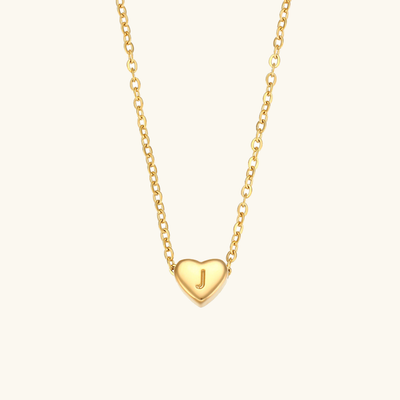 18k Gold Heart Initial Necklace