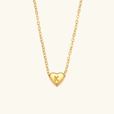 18k Gold Heart Initial Necklace