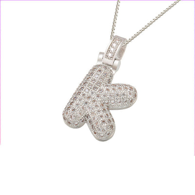 Initial Pave Bubble Necklace in 18k Gold