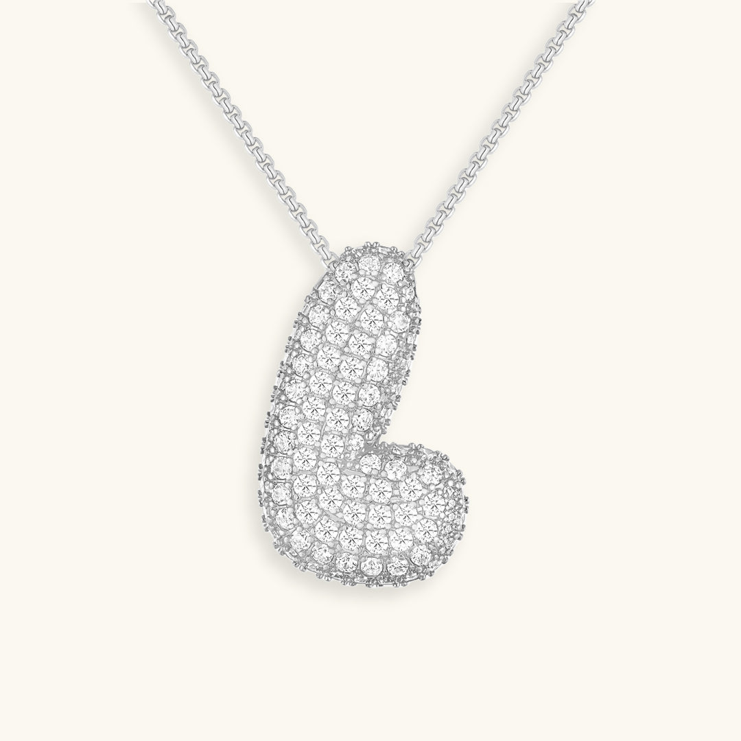 18k Gold Bubble Name Necklace with Diamond Accent